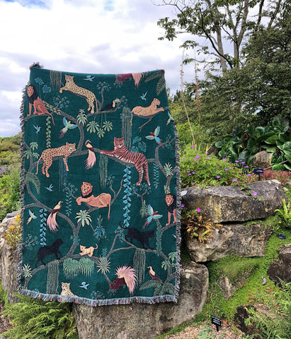 Woven Cotton Big Cats Blanket