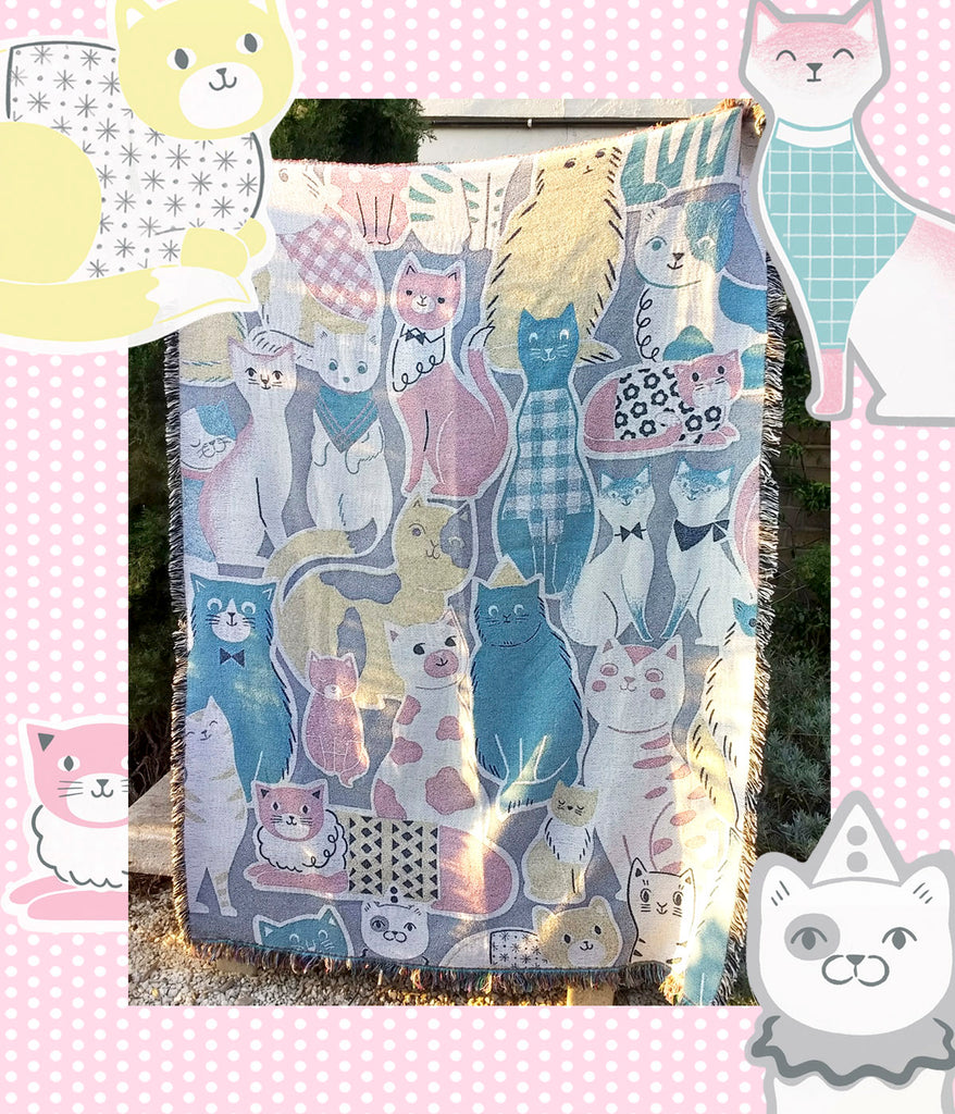 Woven Cotton Cats Blanket
