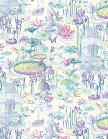 Waterlily River Wallpaper Sample - Pastel