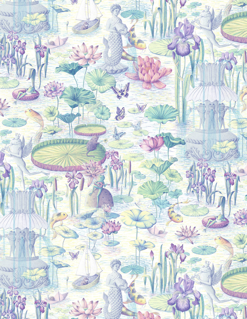 Waterlily River Wallpaper Sample - Pastel